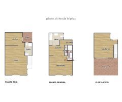 Ático triplex de 2 dormitorios y gran terraza junto a calle Feria