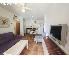 Amplio apartamento amueblado en planta baja con terraza, piscina y parking en Vera Playa