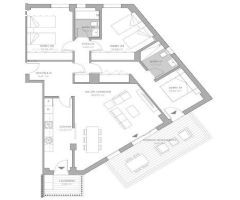 Piso con terraza solada, además de trastero y plaza de garaje incluidos en el precio.
